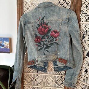 Pilcro & The Letterpress XS Denim Jacket with Floral Graphic